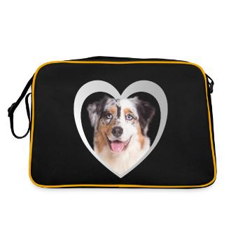 Australian Shepherd Heart - I Love Aussi - Retro Bag - black/gold - Back