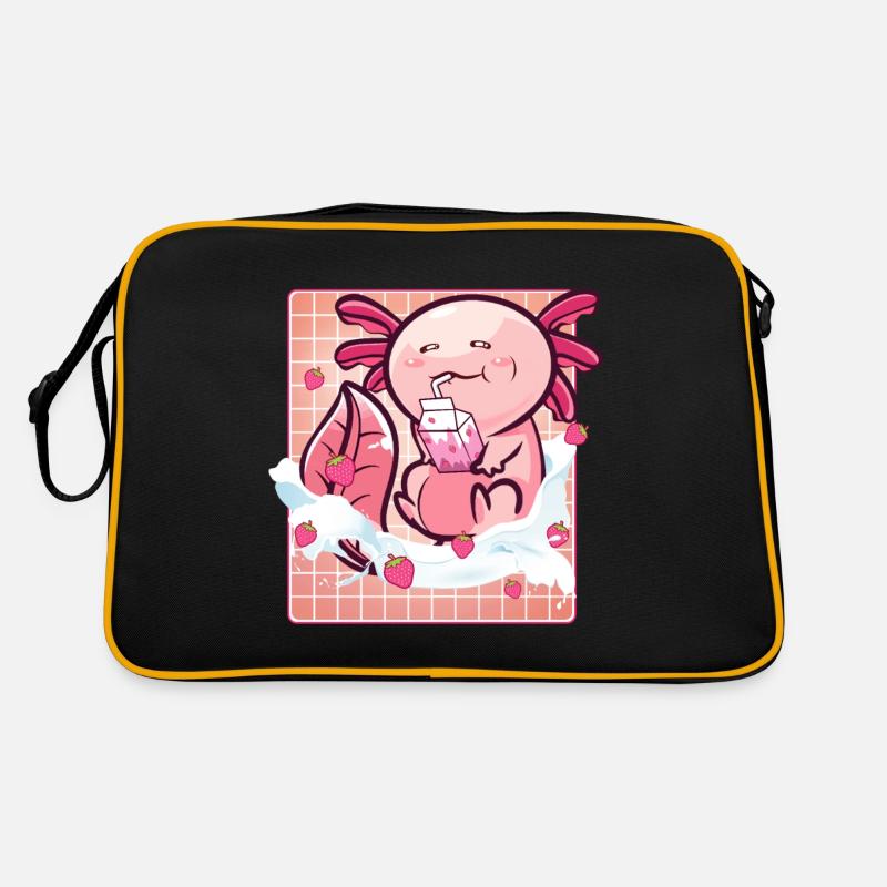 Kawaii Axolotl Erdbeermilch Shake Lustiges Sushi Retro Tasche