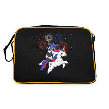 Panda Unicorn American Flag Fourth of July - Retro Bag - black/gold - Back