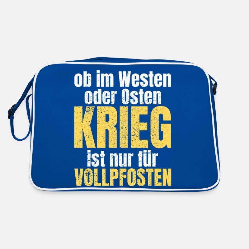 Frieden Krieg Vollpfosten Spruch Geschenkidee Retro Tasche