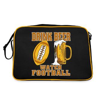 Drink Beer And Watch Football slogan amusant pour - Sac Retro - noir/or - Dos
