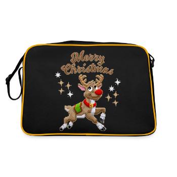 Pixel Reindeer, Reindeer, Christmas Pixelart - Retro Bag - black/gold - Back