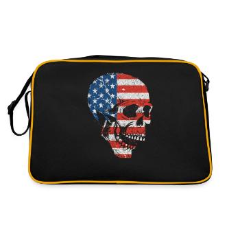 Skull American Flag July 4 Patriotic - Retro Bag - black/gold - Back