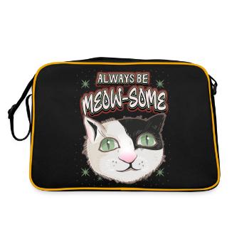 Cat with stars, funny saying, Pun pun - Retro Bag - black/gold - Back
