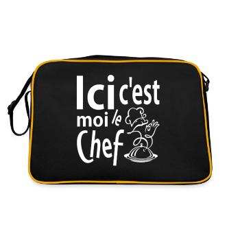 Ici c'est moi le chef drôle cadeau - Sac Retro - noir/or - Dos