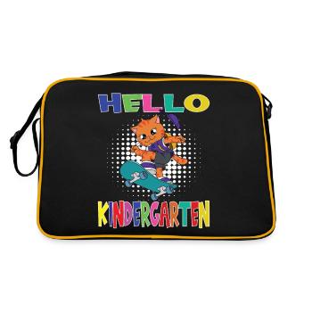 Bonjour Kindergarten Skateboarding Cat - Sac Retro - noir/or - Dos