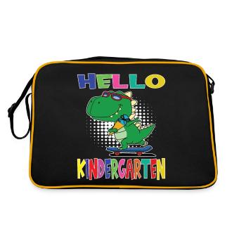 Bonjour Kindergarten Skateboarding Dino - Sac Retro - noir/or - Dos