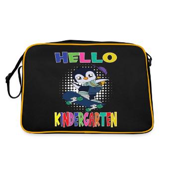 Hello Kindergarten Skateboard Penguin - Sac Retro - noir/or - Dos