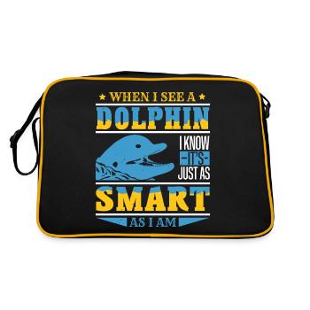 WENN ICH EINEN DELFIN SEHE, DER SO SCHLAU IST WIE ICH BIN - Retro Tasche - Schwarz/Gold - Hinten
