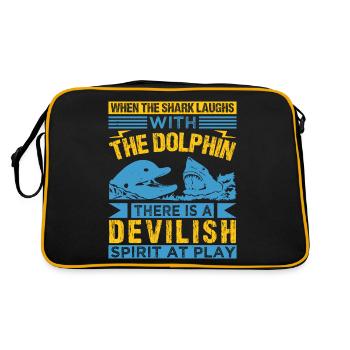 WENN DER HAI MIT DEN DELFINEN LACHT, GIBT ES EINE - Retro Tasche - Schwarz/Gold - Hinten