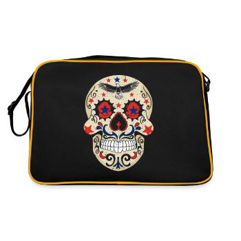 Zuckerschädel 4. Juli Vierte Patriotische USA - Retro Tasche - Schwarz/Gold - Hinten