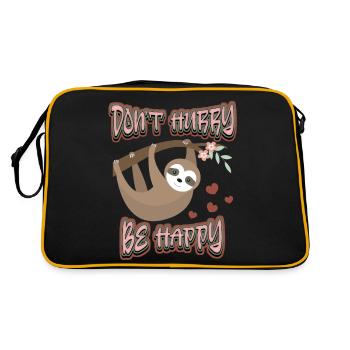Paresseuse, paresseuse, disant: Ne vous dépêchez pas d’être heureux - Sac Retro - noir/or - Dos