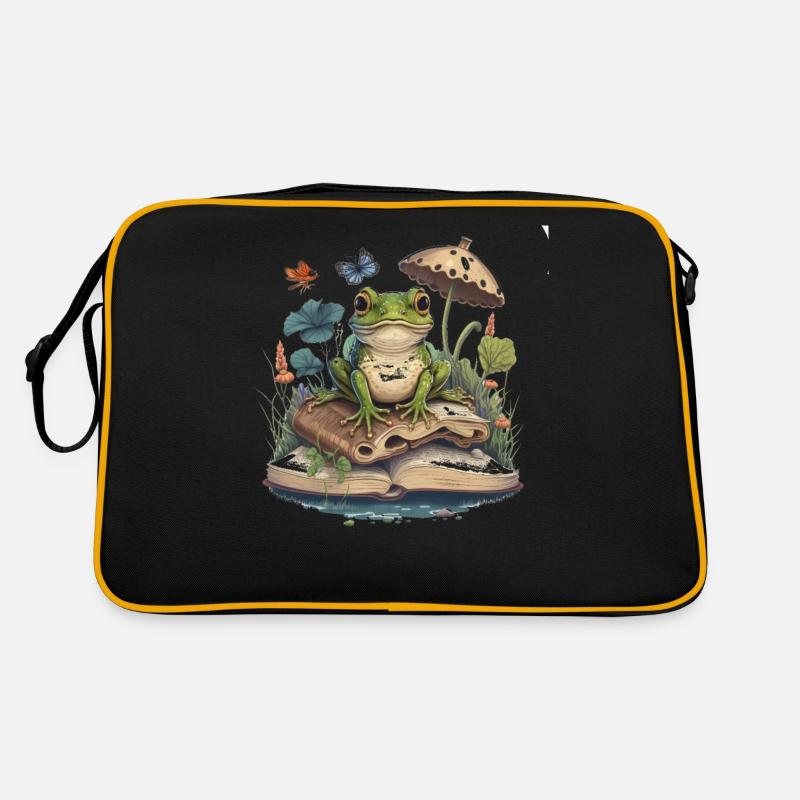 White Cottagecore Esthétique Mushroom Grenouille Lecture Sac Retro
