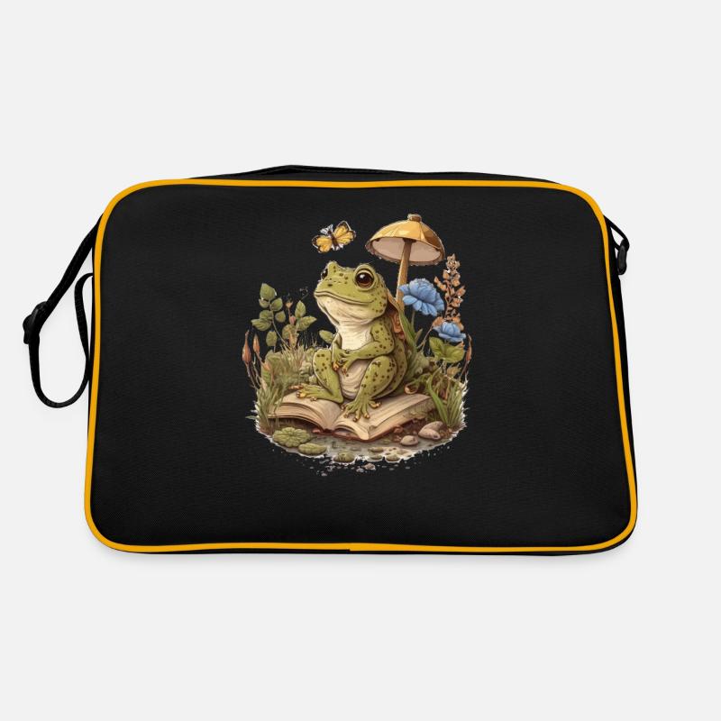 White Cottagecore Esthétique Mushroom Grenouille Lecture Sac Retro