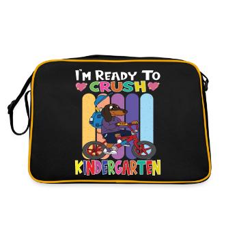 Kindergarten Child Kindergarten Gift - Retro Bag - black/gold - Back