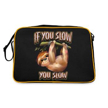 Paresseuse, paresseuse, drôle de dicton, si vous ralentissez - Sac Retro - noir/or - Dos
