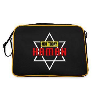 Not Today Haman Purim Judentum - Retro Tasche - Schwarz/Gold - Hinten