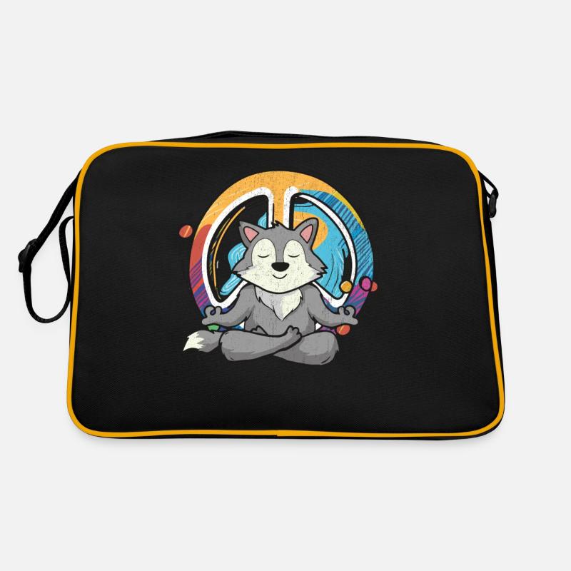 Hippie Wolf Friedenszeichen Yoga Cool Wolf Lustiger Hippie Retro Tasche