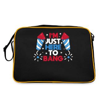 Lustige 4. Juli nur hier zu knallen Feuerwerk - Retro Tasche - Schwarz/Gold - Hinten