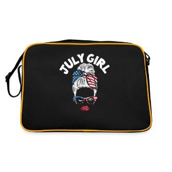 Juli Mädchen Wink Eye amerikanische Flagge 4. Juli - Retro Tasche - Schwarz/Gold - Hinten