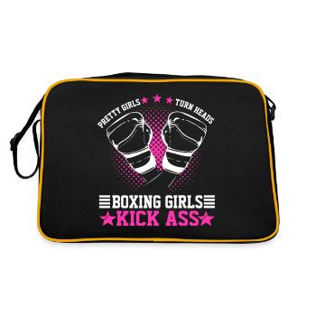 Boxing Girls Kick Ass Funny Kickboxing Gift Idea - Retro Bag - black/gold - Back