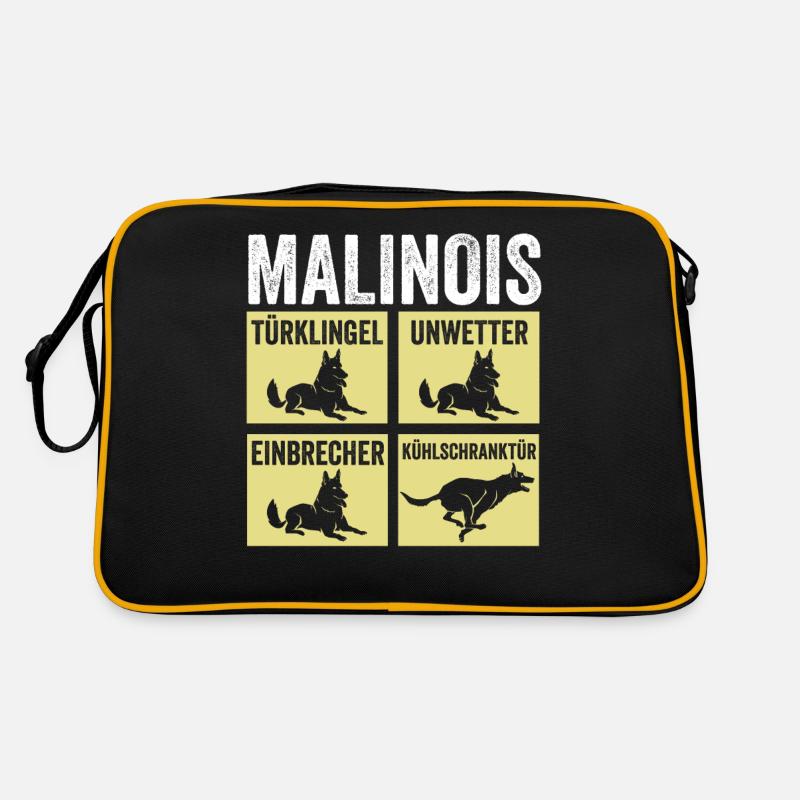 Hund Malinois - Retro Tasche - Schwarz/Gold