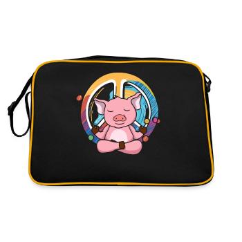 Hippie Cochon Signe de la Paix Yoga Cool Porc Drôle Hippie - Sac Retro - noir/or - Dos