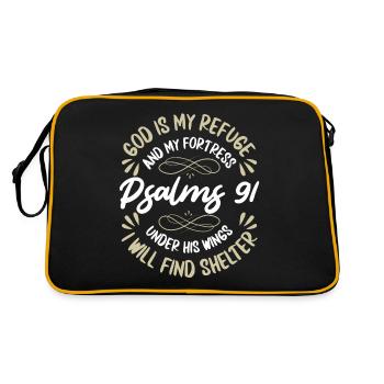 Gott Ist Meine Zuflucht Und Meine Festung Psalmen - Retro Tasche - Schwarz/Gold - Hinten