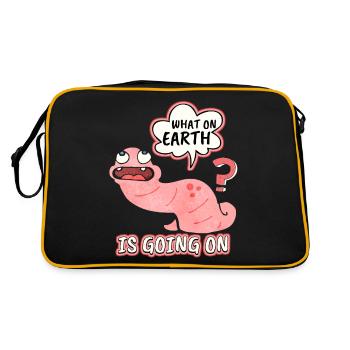 earthworm, funny worm, saying, pun, pun - Retro Bag - black/gold - Back