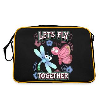 Dessin animé papillon, Saint-Valentin, amour amour - Sac Retro - noir/or - Dos