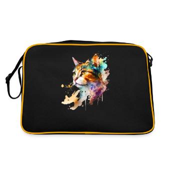 Chat domestique Aquarelle Shorthair Cool Art Motif - Sac Retro - noir/or - Dos