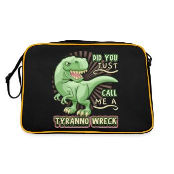 Lustiger Spruch T-Rex-Dino, Dinosaurier, Comic - Retro Tasche - Schwarz/Gold - Hinten