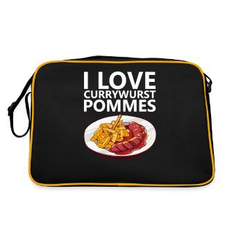 Currywurst Pommes Bratwurst Ruhrpott Ruhrgebiet - Retro Tasche - Schwarz/Gold - Hinten