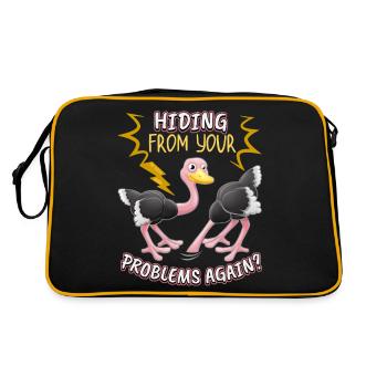 Funny Bouquet Bird-Strauss Comic Problem Solution - Retro Bag - black/gold - Back