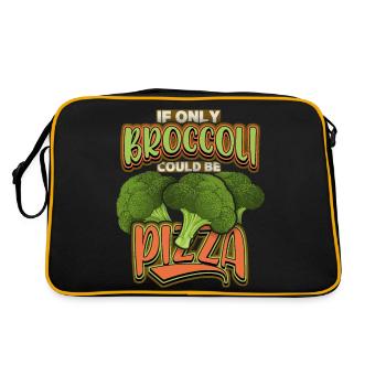 Brocoli, drôle de dicton, blague, blague de pizza - Sac Retro - noir/or - Dos