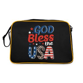 God bless the USA American flag patriot - Retro Bag - black/gold - Back