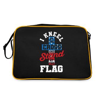 I kneel in front of the cross and stand in front of the flag US - Retro Bag - black/gold - Back