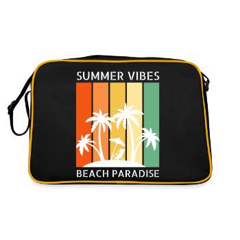 Summer vibes - Palms, Sun, State, Summer - Retro Bag - black/gold - Back