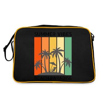Ambiance estivale - soleil, plage et palmiers - Sac Retro - noir/or - Dos