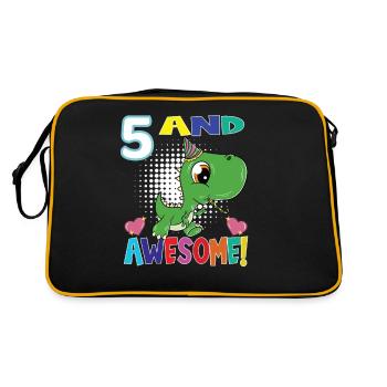 5 Et génial anniversaire T Rex Dinosaure Cinq ans - Sac Retro - noir/or - Dos