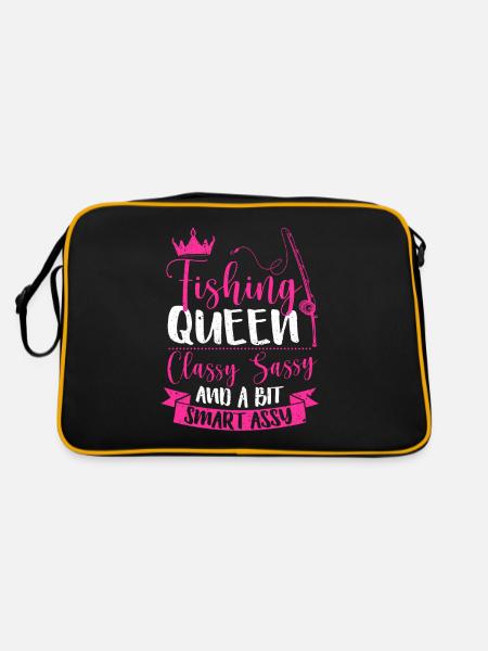 Funny Trout Fishing Queen Women - Retro Bag - black/gold - Back