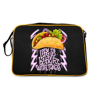 Tacos disant que la vie est meilleure avec des tacos style grunge - Sac Retro - noir/or - Dos