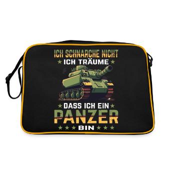 Ich Schnarche Nicht Ich Träume Dass Ich Ein Panzer - Retro Tasche - Schwarz/Gold - Hinten