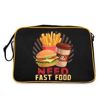 Restauration rapide, Burgers, Hamburgers, Frites - Sac Retro - noir/or - Dos