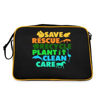 Save Save Recycle Plants Clean Care - Sac Retro - noir/or - Dos