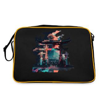 Japanisches Tor zum Leben - Retro Tasche - Schwarz/Gold - Hinten