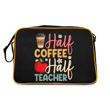 First Day Of School Half Coffee Half Teachers Wome - Retro Bag - black/gold - Back