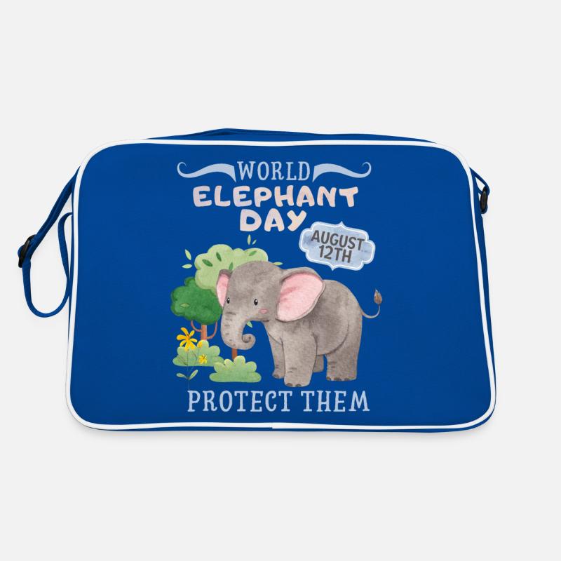 Rette die Elefanten, Tag des Elefanten, Elefant Retro Tasche