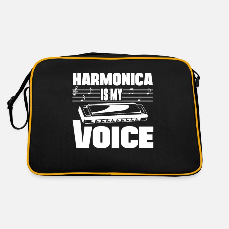 L’harmonica est ma voix Harmoniciste Harpe à bouche - Sac Retro - noir/or