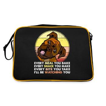 Funny Dog - Je vais te surveiller chien - Sac Retro - noir/or - Dos